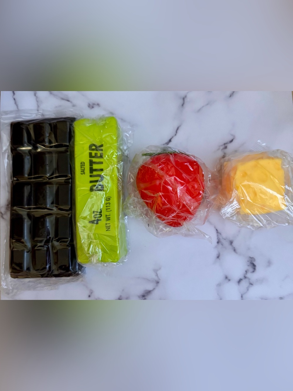 Bundle of Novelty Food Squishies Brand New🍓🍫🧀🧈